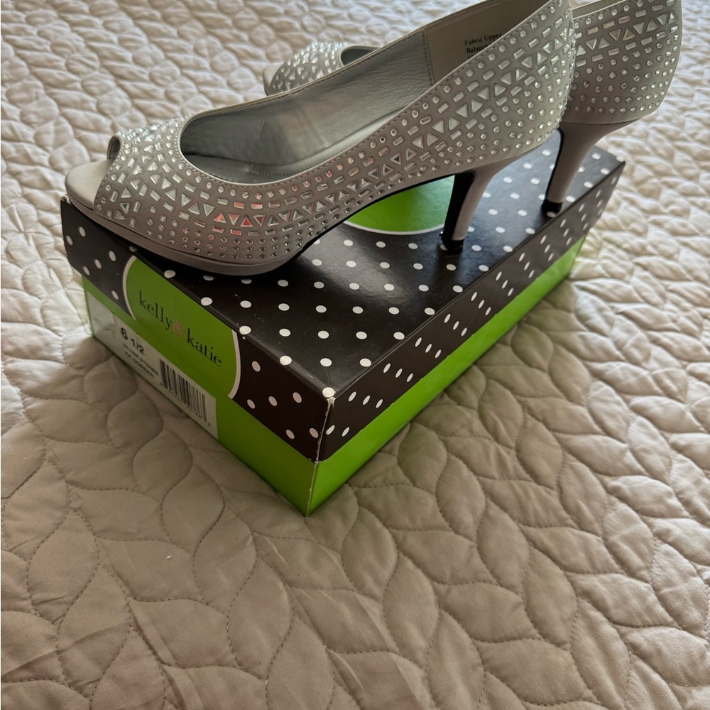 Kelly & Katie Metallic Silver Studded Heels